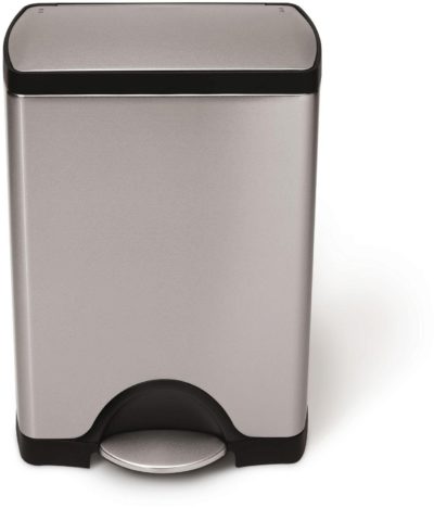 simplehuman - 30L Rectangular Pedal Bin - Brushed Steel